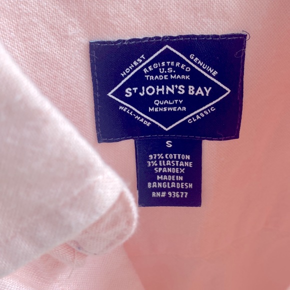 (A6) St. John’s Bay Pink Soft wash Cotten button down unisex, Size Small, NWT - Picture 3 of 6